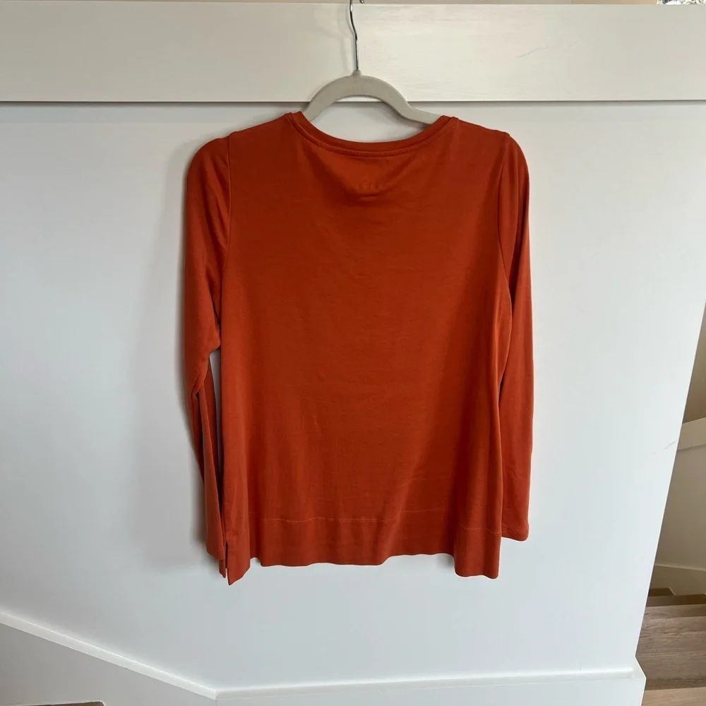 J. Jill Rust Burnt Orange Long Sleeve V-Neck Top Womens Size Medium - Picture 6 of 10